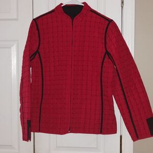 Reversible red and black zip up light weight quilted  jacket  Sz M